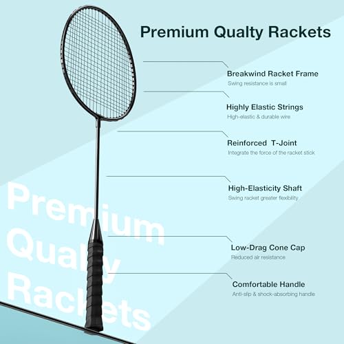 AboveGenius Badminton Rackets Set, Lightweight & Durable Badminton Set (Includes 6/12 Racquets, 6/12 Birdies), Outdoor Backyard & School Games for Adults, Teens, Families and Beginners - style: 12 Racket+12 Birdies