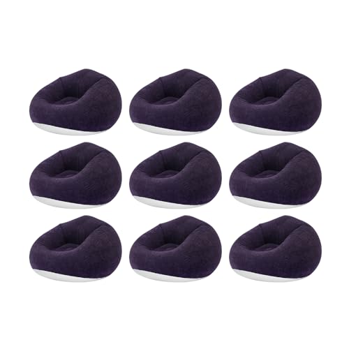 9-Pack Inflatable Sofa Set with 2 Foot Pumps – Portable Air Lounger Chairs for Adults, Heavy Duty Flocking Fabric Camping Couch, Indoor/Outdoor Use, Supports 265 lbs (Dark Blue) - color: Dark Blue