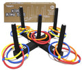 Ring Toss Game Indoor & Outdoor Game for Family and Adults with 5 Poles, 2 Bases and 16 Rings in 4 Colors, Soft Foam Toy Backyard Ring Toss Fun