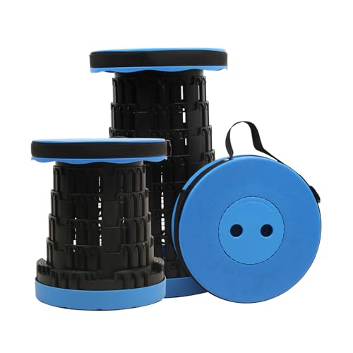 JAEMEYEM Upgraded Foldable Stool, Capacity Portable Retractable Small Folding Stool, Collapsible Telescoping Camping Stool for Adults Outdoor Fishing Hiking Gardening Travel BBQ - color: Blue, size: 1 pack