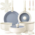 Ammeloo 18-Piece Ceramic Pots and Pans Set Non Stick, Non Toxic Cookware Set with Removable Handles, Pot Sets for Cooking, Induction Ready, Dishwasher & Oven Safe, PFAS PFOA & PTFE Free (Cream White) - color: Cream White