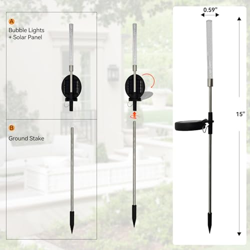 2PCS Solar Bubble Stake Lights Outdoor, Color Changing LED Bubble Pathway Light with Stake Easy Install for Garden Yard, Patio, Walkway, Landscape Decor