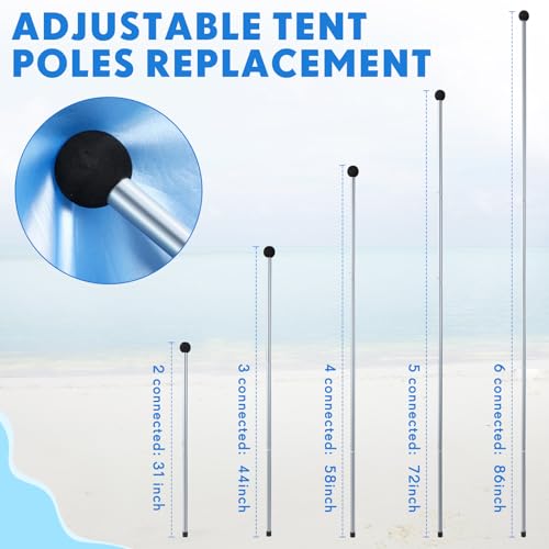 Lineshading 2 Packs Beach Tent Poles Adjustable Tarp Camping Poles 31 to 87 Inch Accessories for Sun Sails Canopy, Parties, Camping, Fishing, Hiking Outdoor Sport Activities