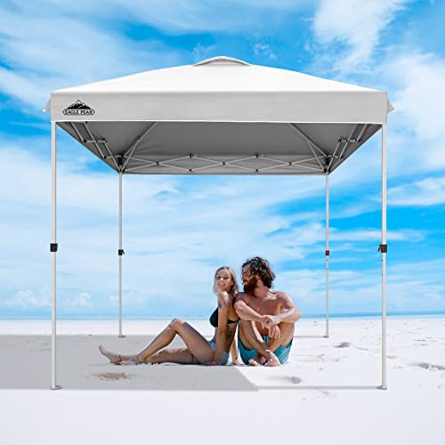 EAGLE PEAK Pop Up Canopy Tent with Wheeled Carry Bag, 8 Stakes, 4 Ropes, Easy Set Up Tent Canopy, 8x8 ft, White - color: White, size: 8x8