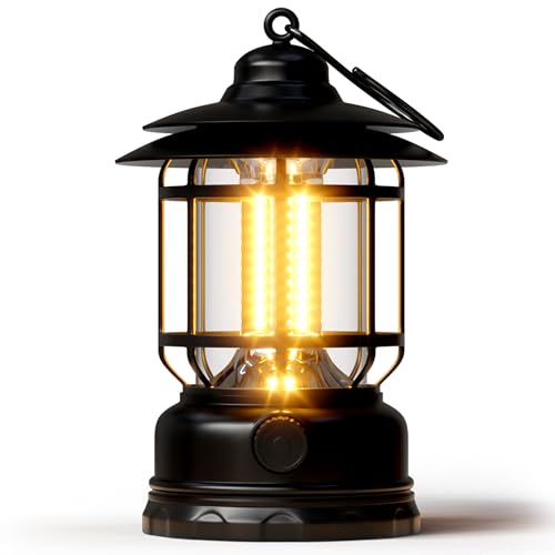 Retor LED Camping Lanterns 1500 LM Step-Less Dimming, Lightweight Battery Powered USB Rechargeable Flashlight Survival Kits Home Garden Camping Emergency Outages Hiking Light (Black 1 Pack) - color: 1 Pack Black