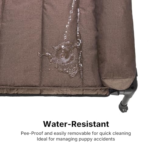 Veehoo Cooling Elevated Dog Bed Add Removable Waterproof Bolster Cushion Mat, Raised Pet Cot with Breathable Teslin Mesh, No-Slip Feet, Dog Couch Bed for Indoor Outdoor, 53 inches, Brown - color: Brown, size: 53.0"L x 37.5"W x 9.0"Th