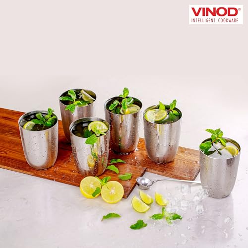 Vinod Stainless Steel Glass Set of 12 - Premium Metal Cups | Beer Glasses | Juice Glass - color: Set Of 12, size: 10 OZ