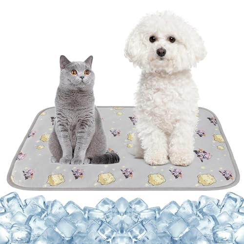 NACOCO Summer Pet Cooling Mat - Cat Dog Cushion Pad Sleeping Cool Comfortable Soft for Pets Kids and Adults (Grey French Bulldog, M) - color: Grey French Bulldog, size: M: 19.5" x 27.5''