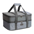 FE FUN ELEMENTS Casserole Carrier, Expandable Insulated Casserole Carriers for Hot or Cold Food, Lasagna Lugger for Parties, Fits 9" x 13" Baking Dish, Grey - style: Double