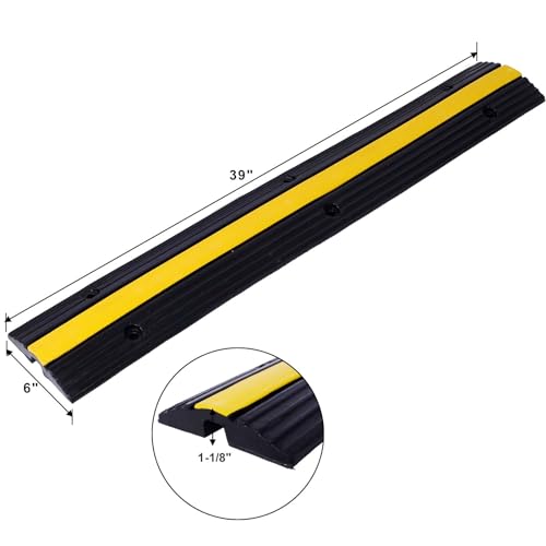 Rubber Cable Protector Ramp,1 Channel, 6600lbs Load Capacity, Easy Installation with Bolts, Ideal for Asphalt, Concrete, Gravel Driveways, Indoor & Outdoor Protection for Cords, Wires, Pipes - size: 3 Packs