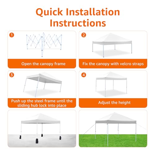 Amazon Basics Outdoor Pop Up 10 x 10 Canopy Tent for Events, Portable with Easy Setup, Sun Shelter, Includes Wheeled Carry Bag, 8 Pegs, 4 Ropes, 4 Weighted Bags, White - color: White, style: Pop Up