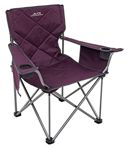 ALPS Mountaineering King Kong Camping Chairs for Adults with Mesh Cup Holders and Pockets, Built Durable and Reliable with Compact Foldable Steel Frame - color: Eggplant
