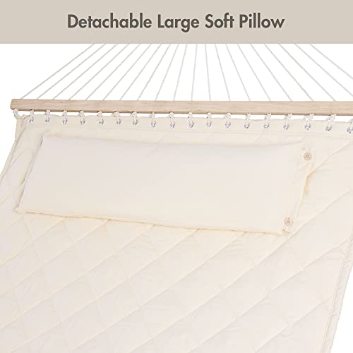 ANOW Outdoor Hammock with 12 Feet Heavy Duty Steel Stand, Two Person Hammock with Stand Included, 450 LBS Weight Capacity, Cream - color: Cream, size: 2 Person With Stand