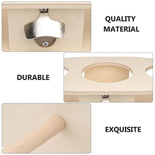Detachable Wooden Beer Rack Ground Insert Outdoor Wine Stake Drink Holder for Picnics Easy to Assemble 1-Piece Khaki Design