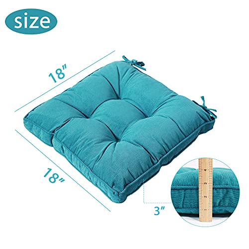 Furlide Chair Pads with Ties Indoor Outdoor Cushions 18 x 18 Inch for Dining Chairs Set of 2, Square Blue - color: Blue