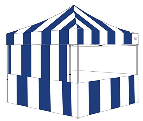 Impact Canopy 10' x 10' Pop-Up Canopy Tent, Carnival Tent Kit with Powder-Coated Steel Frame, Sidewall, and Half Walls, Blue/White Stripe - color: Blue, size: 10' x 10'