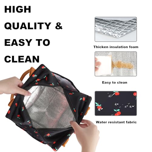 Joymee Lunch Bag Women Insulated Lunch Box Reusable Leakproof Large Spacious Cooler Tote for Women Men Adult with Bottle Holder and Side Pockets for Work Office Travel Picnic - Cherry - color: 04 Cherry