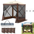 VEVOR Pop Up Gazebo Tent, Pop-Up Screen Tent 4 Sided Canopy Sun Shelter with 4 Removable Privacy Wind Cloths & Mesh Windows, 6x6FT Quick Set Screen Tent with Mosquito Netting, Brown - color: Brown, size: 6x6ft