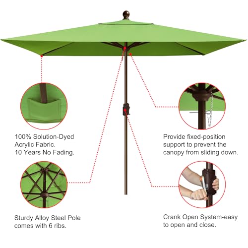 EliteShade USA 10-Year-Non-Fading 6.5x10Ft Rectangular Market Patio Umbrella, UPF 50+ UV Protection Performance Sun Umbrella, Heavy Duty Commercial Grade Outdoor Table Umbrella with Crank, Windproof Vented Top for Garden, Pool, Deck and Outdoor Playsets,