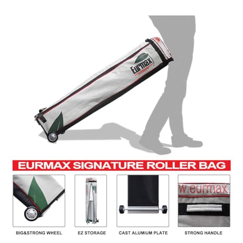 Eurmax USA 10x15ft Pop Up Canopy, Commercial Instant Tent for Outdoor Events, Patented No-Tip Rolling Storage Bag with 4 Sandbags,UV & Water Resistant,Heavy Duty Portable Shelter Gazebo,Black - color: Black, size: 10x15