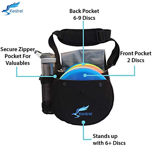 Kestrel Pro Frisbee Golf Disc Set - 3 Disc Golf Discs & Gray Disc Golf Bag - Includes Disc Golf Driver, Midrange Disc & Disc Golf Putter - Pro Disc Golf Set to Enjoy The Outdoors
