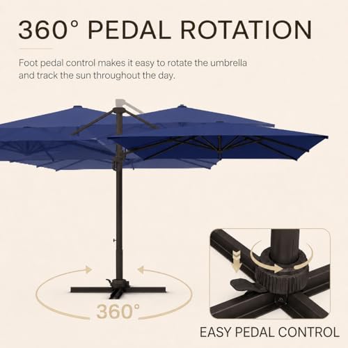Kingdura 10' X 10' Cantilever Patio Umbrella, Large Square Aluminum Outdoor Offset Umbrella with 360-degree Rotation, 4 Position Tilt, UV Protection for Pool Deck Garden Patio (Navy blue) - color: Navy blue, size: 10x10 FT (No Base)