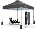 Amada 10x10 Pop Up Canopy Tent, 1-Button Push Easy-up Outdoor Canopy Beach Tent with 3-Height Adjustable Waterproof Shade Shelter, Wheeled STO-N-Go Bag 8 Stakes, 4 SandBags (10×10ft, Dark Gray) - color: Dark Grey, size: 10x10ft