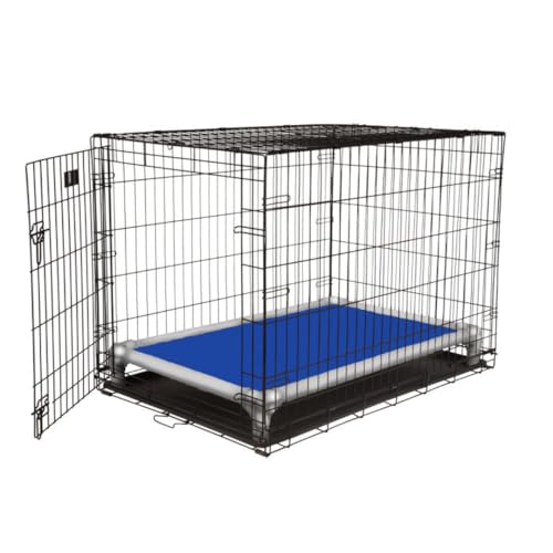 Kuranda Chewproof Elevated Crate Bed - Silver Aluminum - 30" x 20" - Vinyl - Royal Blue - color: Royal, size: 30" x 20" - Silver Aluminum