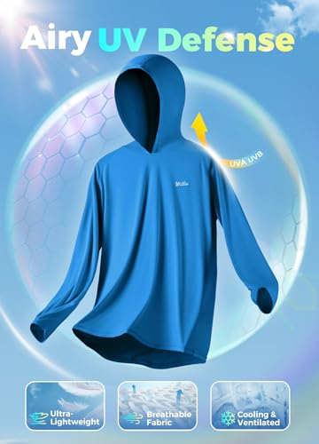 Willit Women's UPF 50+ Sun Protection Hoodie SPF Shirt Long Sleeve Hiking Fishing Outdoor Shirt Lightweight Hoodie - color: Brilliant Blue, size: X-Large