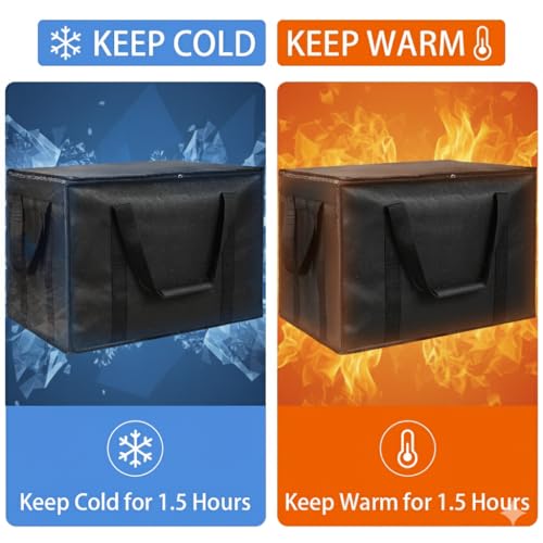 Insulated Food Delivery Bag, XXXL Insulated Reusable Grocery Cooler/Hot Bags, Tote Bag for Shopping/Travel/Doordash, Catering Bag Doordash 22x14x13, Black, 1-Pack - color: Black, size: 22 x 14 x 13 inches