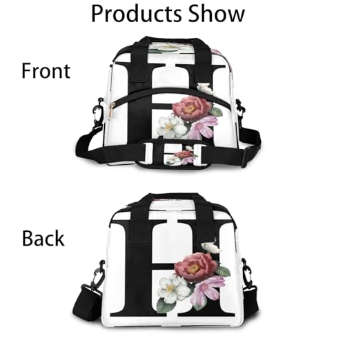 Letter H Insulated Lunch Bag for Women Men Reusable Waterproof Lunch Box Cooler Tote Bag One shoulder portable meal bag Portable Adult Lunchbox for Work Picnic Hiking Beach - color: Letter H