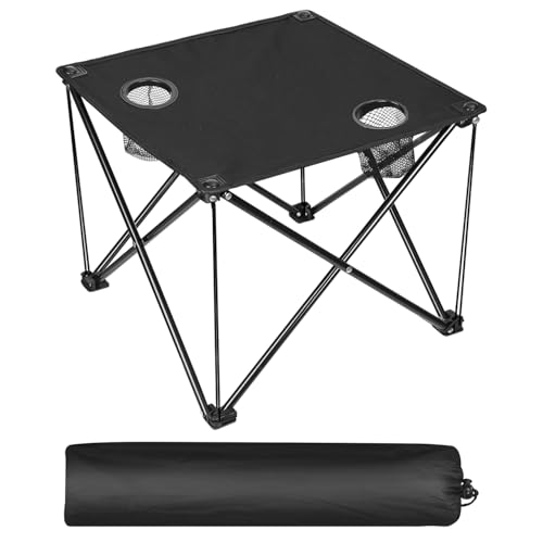 Moclever 2PCS Foldable Camping Table–Ultralight Portable Table with Cup Holders&Carry Bag, Perfect for Outdoor Adventures,Picnic,Beach, BBQ,Hiking & Home Use - style: 2Pcs Black