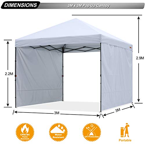 ABCCANOPY Easy Pop up Canopy Tent with 2 Sidewalls for Outdoor Sun Blocking or Rain Protection,10x10, White - color: White, size: 10x10