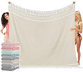 Oversized Turkish Beach Towel Blanket Cotton Polyester Blend Sandproof Towels Boho Woven Extra Large Big Sand Free Giant Throw Blankets Huge Picnic Camping Necessities Cloud For Adult Gifts 82x80 inch - color: Zzmtc Beige Cten, size: XXXL(88x82 IN,224x208