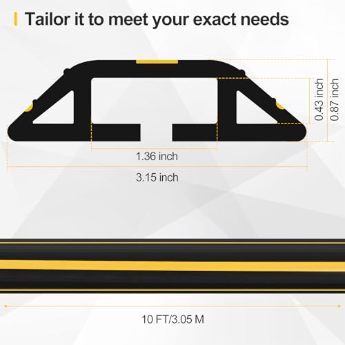 Floor Cord Cover 10Ft Heavy Duty PVC Floor Cable Protector Electric Cord Hider Cable Management Floor Strip Extension Cord Covers Cable Raceway for Wires on Floor Inner Channel 1.36" W x 0.43" H - color: Black & Yellow, size: 10Ft