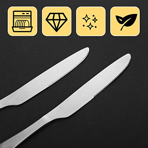 Nuenen 50 Pcs Easter Dinner Knives Set 8.5 Inch Table Knife Stainless Steel Butter Knives St. Patricks Day Tableware Cutlery Silverware Spreader Knife for Restaurant Mirror Polished Dishwasher Safe