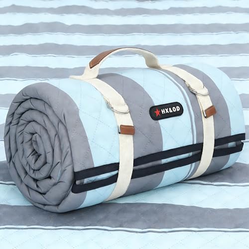 HX&OD Extra Large Picnic Outdoor Blanket, 80”x80” Waterproof Picnic Mat Foldable Camping Blanket Portable with Carry Strap for Beach Mat Outdoor Camping Party(Grey&Green) - color: Grey&green, size: 80 x 80 inches