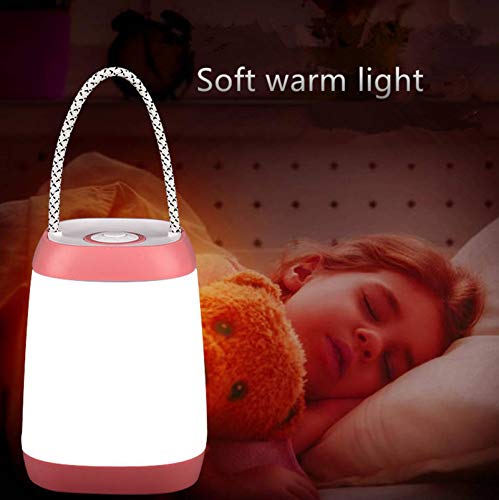 Night Light for Kids, USB Rechargeable Nursery Lamp Portable Camping Lantern with 3 Light Modes for Camping,Emergency,Bedroom,Indoor and Outdoor(Pink, 1 Pack) - color: Pink