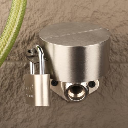 Outdoor Faucet Lock with Padlock Water Spigot Lockout Device Suitable for Garden Hose Bib Water Valve Childproof,Prevent Water Theft and Unauthorized Use of Water, Stainless Steel - color: Stainless Steel