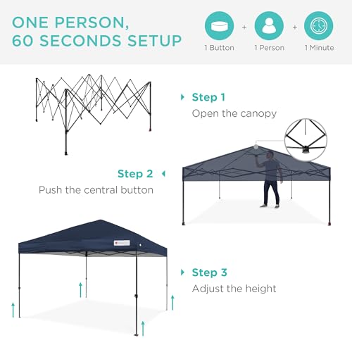 Best Choice Products 10x10ft Pop Up Canopy Tent, Outdoor Shade, 1 Person 1 Minute Set Up, Carry Case, 4 Weight Bags - Navy Blue - color: Navy Blue, size: 10x10ft
