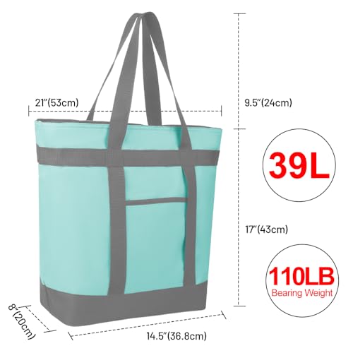 Insulated Reusable Tote Bag for Grocery Shopping for Women/Men, Pizza/Food Delivery Bag to Keep Food Cold/Hot for Commercial Food Transport, Cooler bags for Travel/Beach/Picnic, Green - color: Green, size: Non-Waterproof