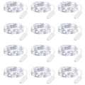 Minetom 12 Pack Fairy Lights Battery Operated String Lights - 7ft 20 LED Waterproof Silver Wire Firefly Lights Waterproof for DIY Crafts Wedding Décor Table Mason Jars Party, White - size: 12 Pack - White