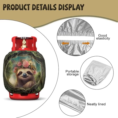 Camper Propane Tank Cover Sloth Outdoor 600D Heavy Duty Waterproof Covers Fits Standard 20 lb Cylinder, 13.7'' x 16.5'' for Rv Trailer - color: Sloth
