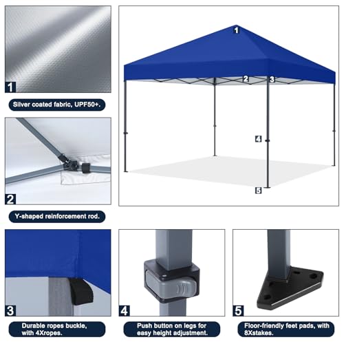 COOSHADE Durable Easy Pop Up Canopy Tent 12x12Ft(RoyalBlue) - color: Royal Blue, size: 12x12Ft