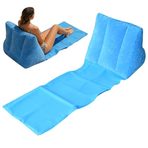 Inflatable Couch, Flocked Backrest Sun Bath, Foldable Blow Up Sofa Mat, Portable Air Lounger Function, Quick Inflate Relax Chair Design, Inflatable Beach Mat for Camping Travel Pool Water Summer Rest