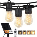 Brightech Ambience Pro Super Bright 48 Ft, 15 Bulbs Solar Power Remote Control Outdoor String Lights, Edison Spiral Shatterproof Bulbs, Commercial Grade LED, Waterproof Patio Lights, 4W Soft White - style: Super Bright Spiral (4W) Remote Control 48 FT
