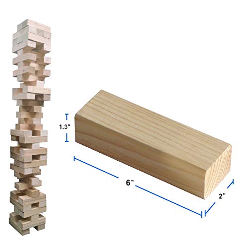 EasyGoProducts 54 Piece Large Wood Block Stack & Tumble Tower Toppling Blocks Game Great for Game Nights for Kids, Adults & FamilyStorage Bag