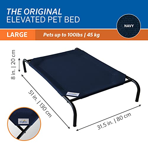 Coolaroo Original Elevated Dog Bed - Breathable Off-The-Ground Pet Bed with Cooling Fabric, Joint Relief & Moisture-Resistant Fabric, 100% Recyclable, Easy Clean, Navy Blue, Large - color: Navy Blue, style: Large Dog Bed