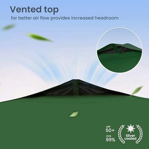 PHI VILLA 10x10 Pop Up Canopy Tent Easy Outdoor Sun Shade for Events Party Tent, 100 Sq. Ft of Shade, Green - color: Green, size: 10×10