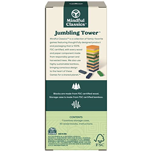 Mindful Classics, Jumbling Tower Sustainable Wooden Blocks Tumbling Toppling Bamboo Wood Party Stacking Game, for Adults and Kids Ages 8 and up - color: Jumbling Tower